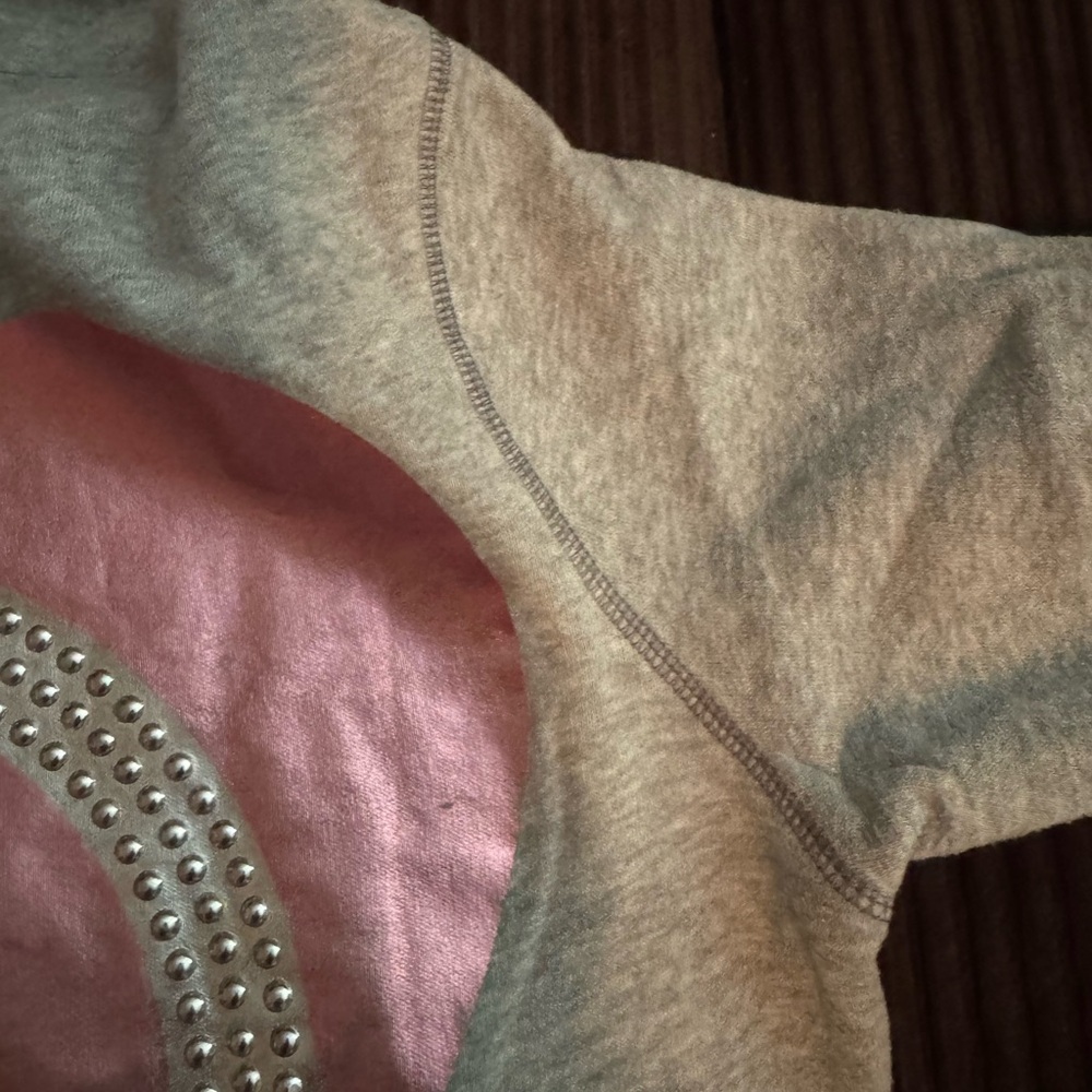 PINK by Victoria’s Secret, grey hoodie embellished with pink hearts/studs Size M - Picture 11 of 14